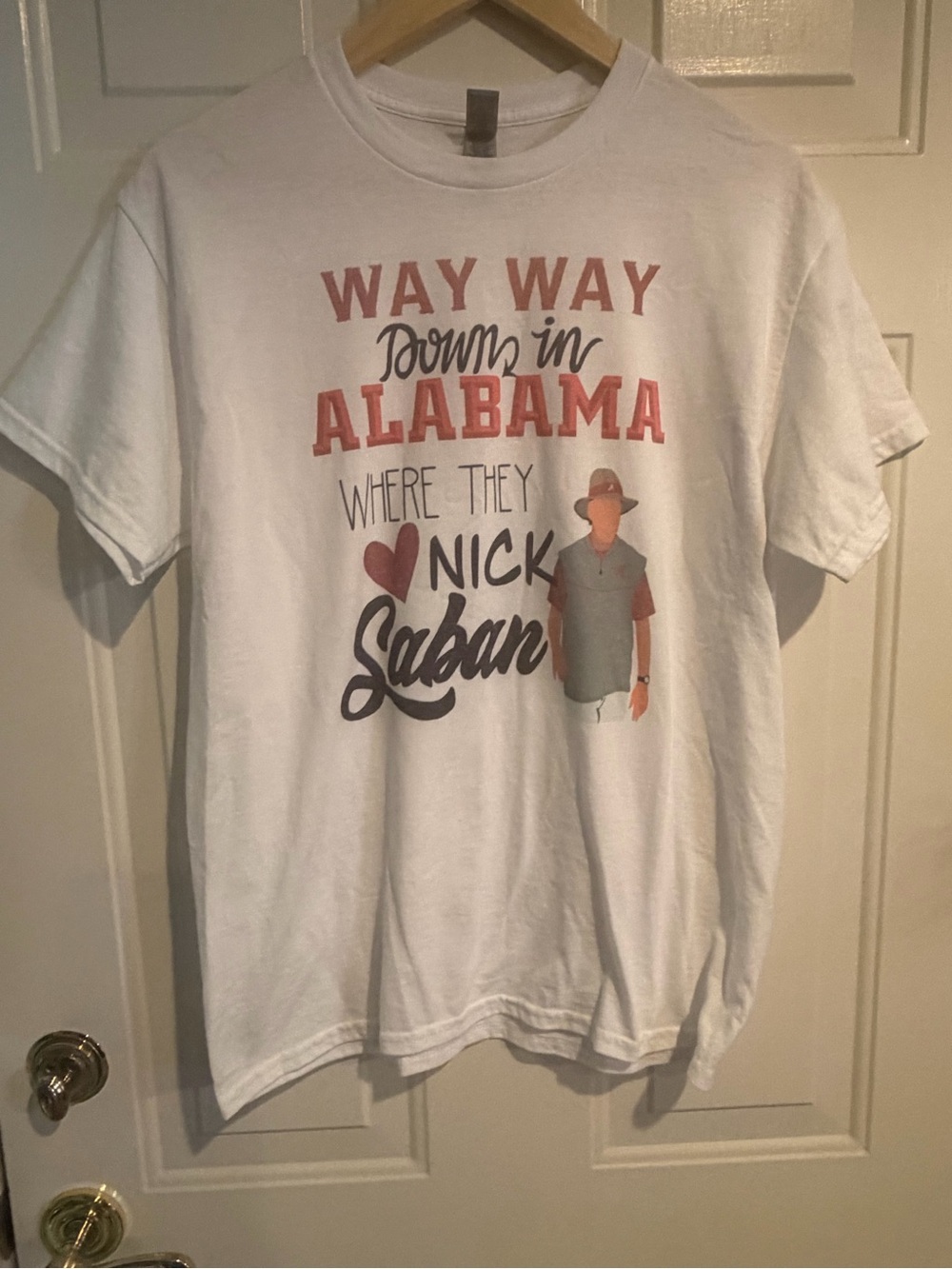 Nick Saban Tee Women's M Way Way Down‎ In Alabama